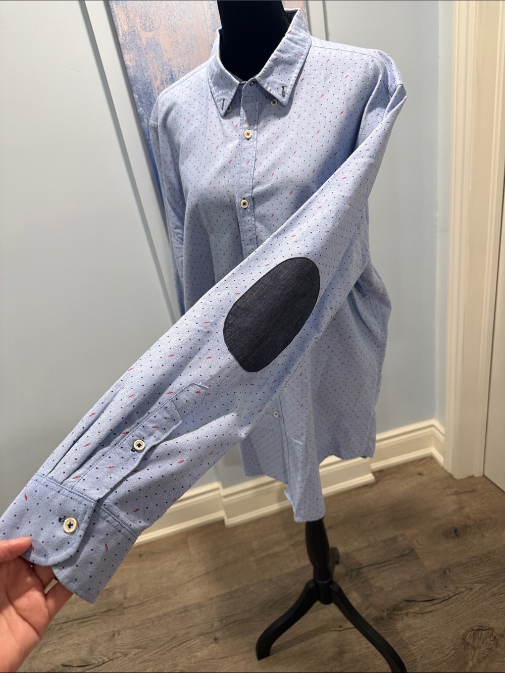 2 for 20$✌🏻 Zara Light Blue Micro Dot Dress Shirt-Slim Fit